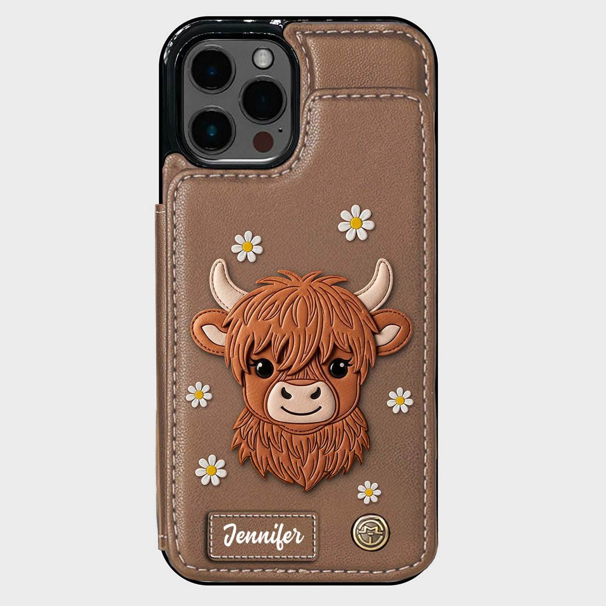 Adorable Highland Cow - Personalized Highland Cow Wallet Phone Case