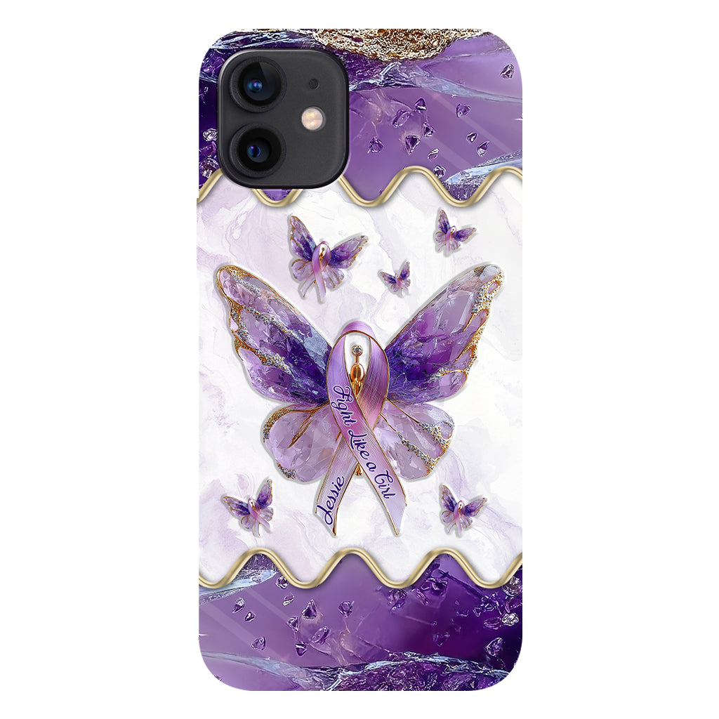 Kämpfe wie ein Mädchen – Personalisierte Handyhülle mit Lupus-Aufklärung und vollflächigem Aufdruck