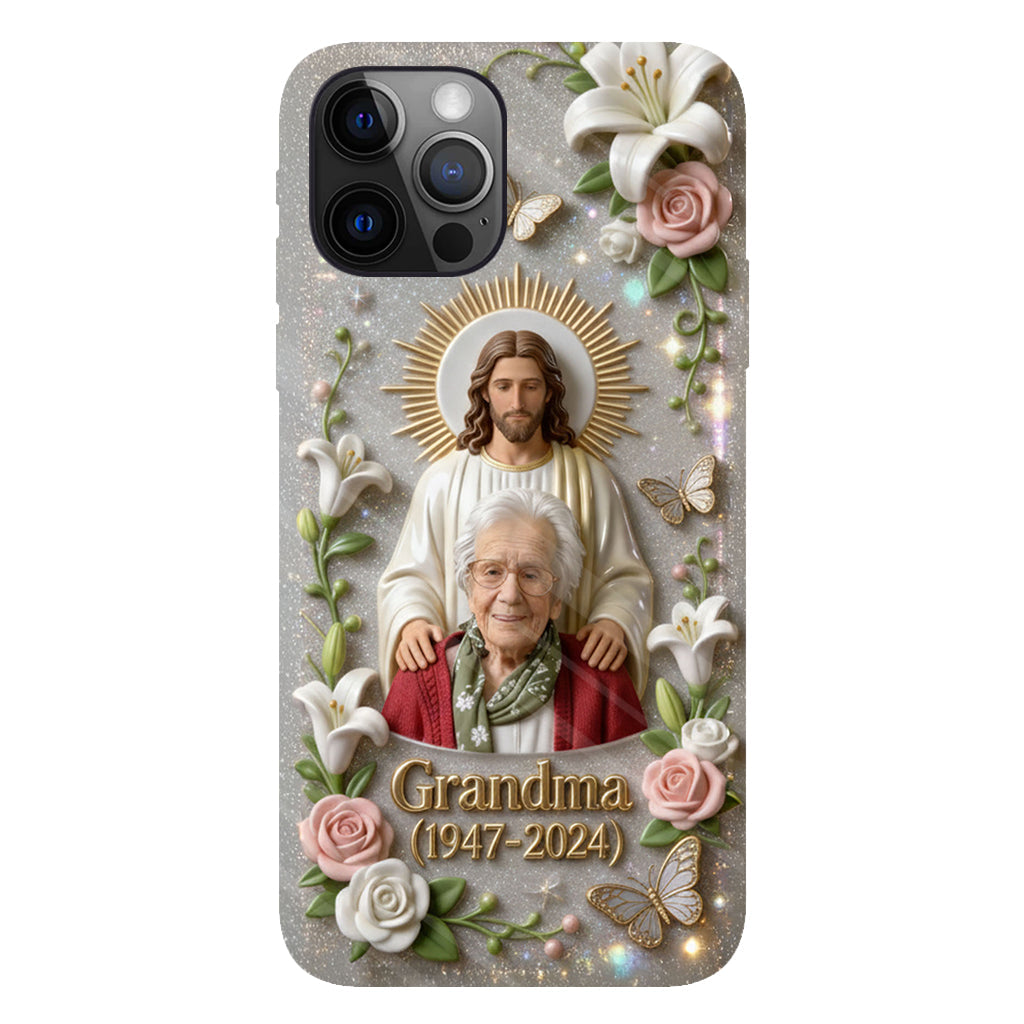 Gedenkgeschenk für einen geliebten Menschen, Glaube an Gott – personalisierte Handyhülle mit vollflächigem Gedenkdruck