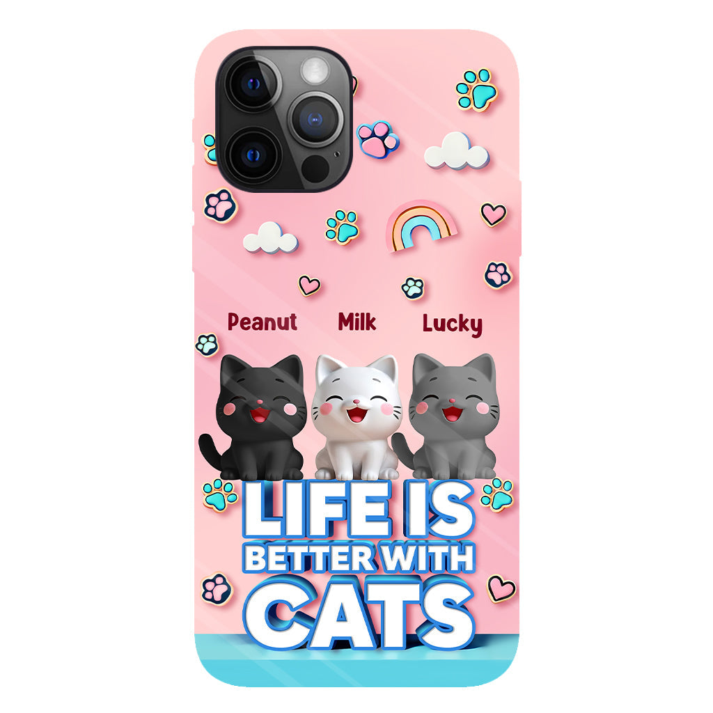 Das Leben ist schöner mit einer Katze – Personalisierte Handyhülle mit Katzenmotiv