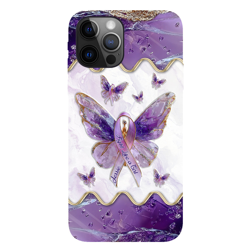 Kämpfe wie ein Mädchen – Personalisierte Handyhülle mit Lupus-Aufklärung und vollflächigem Aufdruck