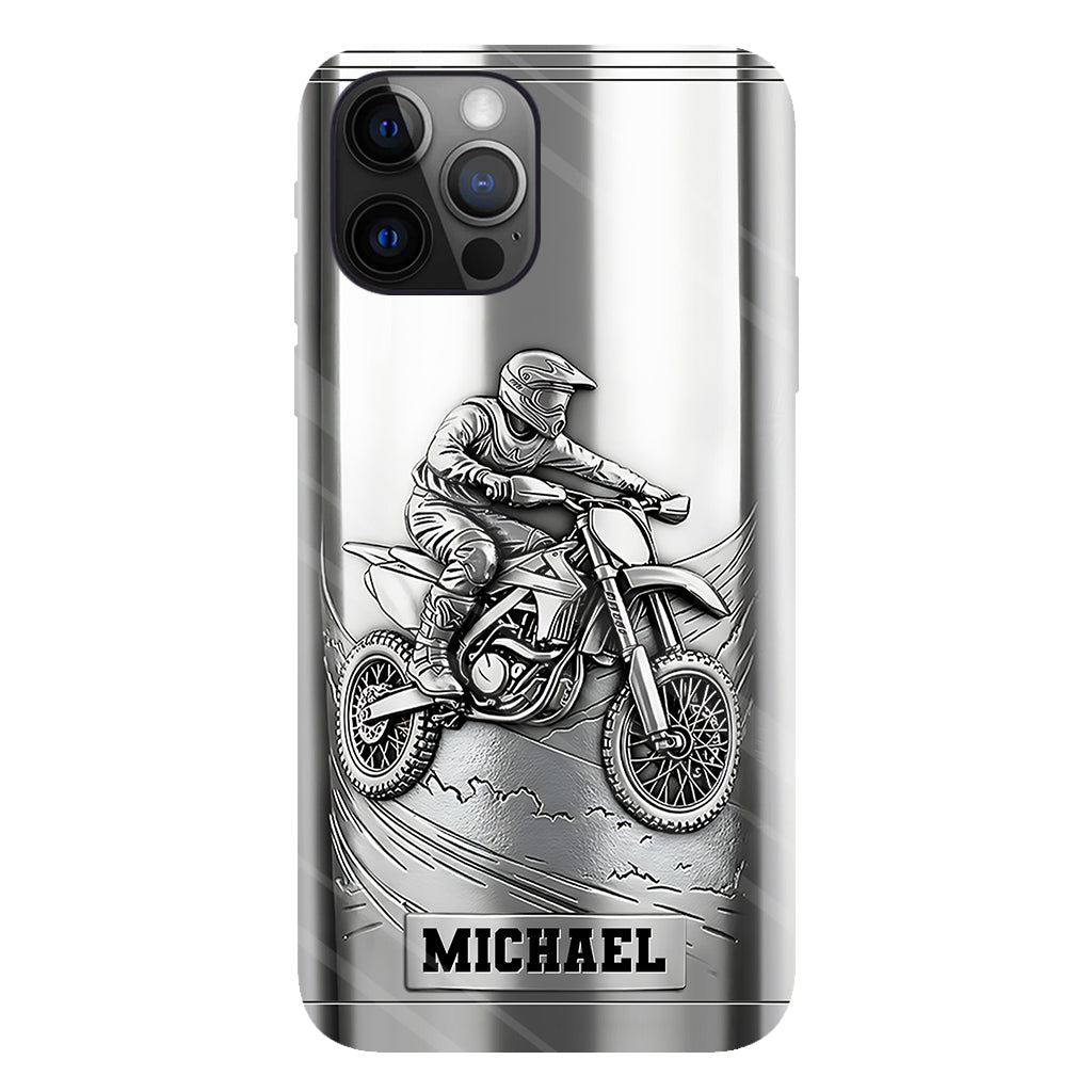 Handyhülle mit Metallic-Motiv (Dirtbike/Motocross) – Personalisierte Dirtbike-Handyhülle mit Vollbilddruck