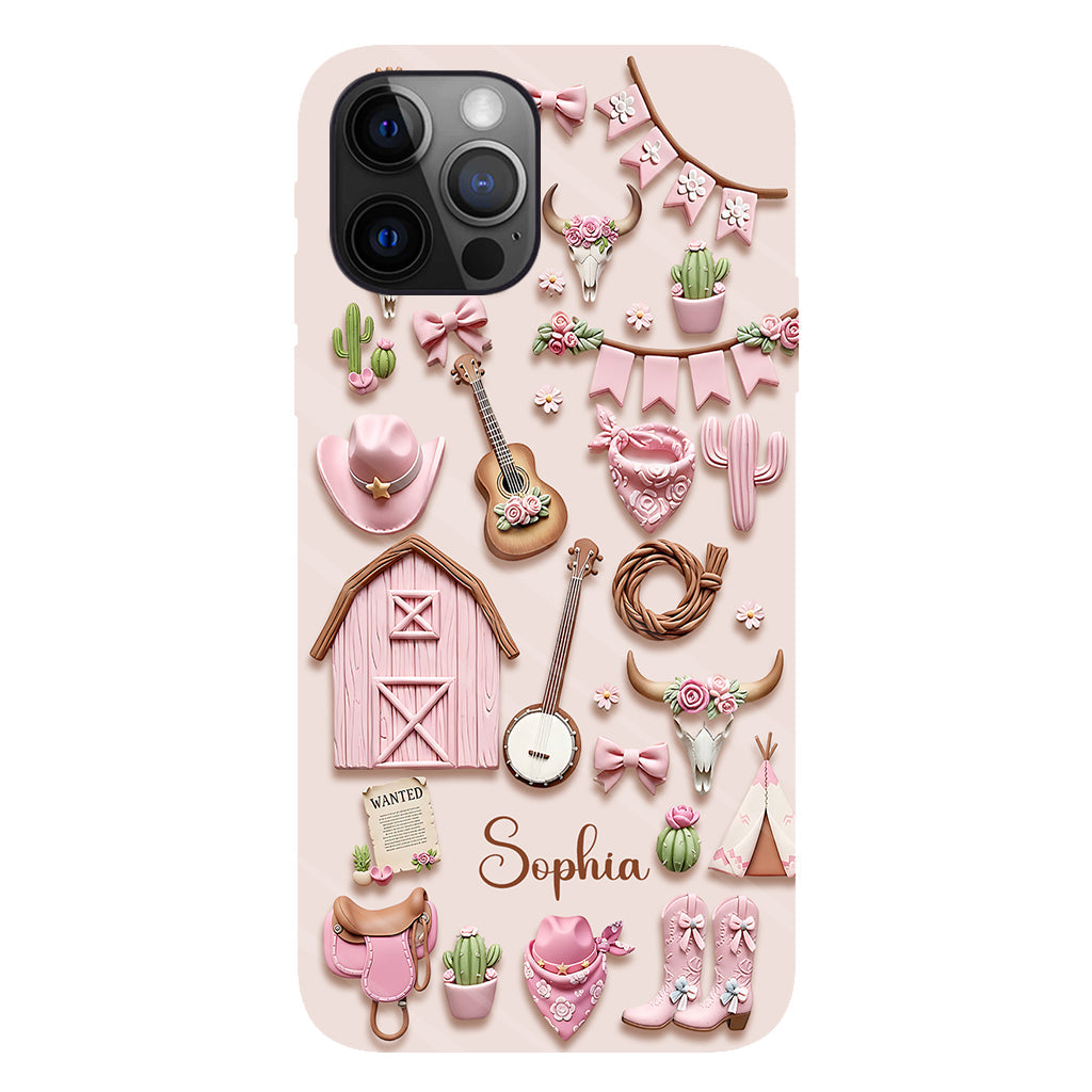 Pink Cowgirl - Personalized Cowgirl Full Print Phone Case