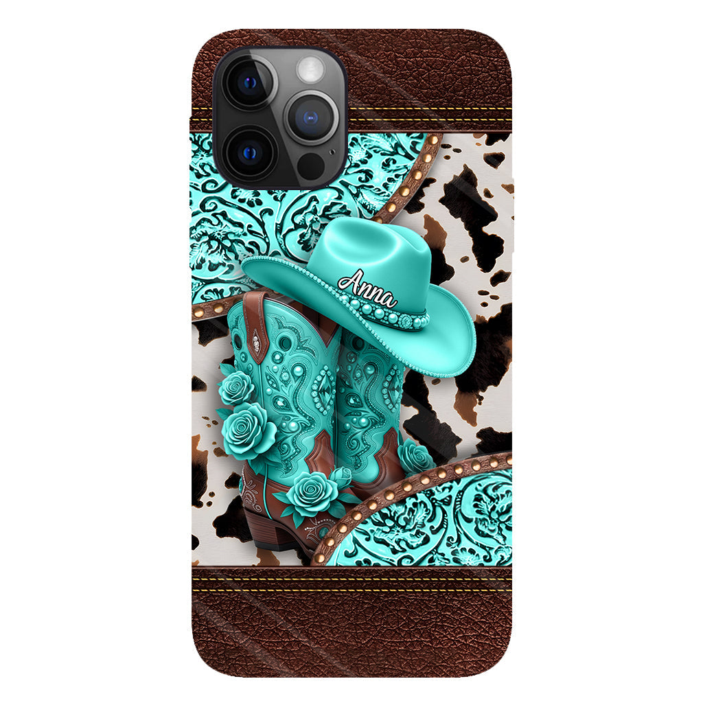 Western-Cowgirl-Stiefel – Personalisierte Handyhülle mit Cowgirl-Vollprint