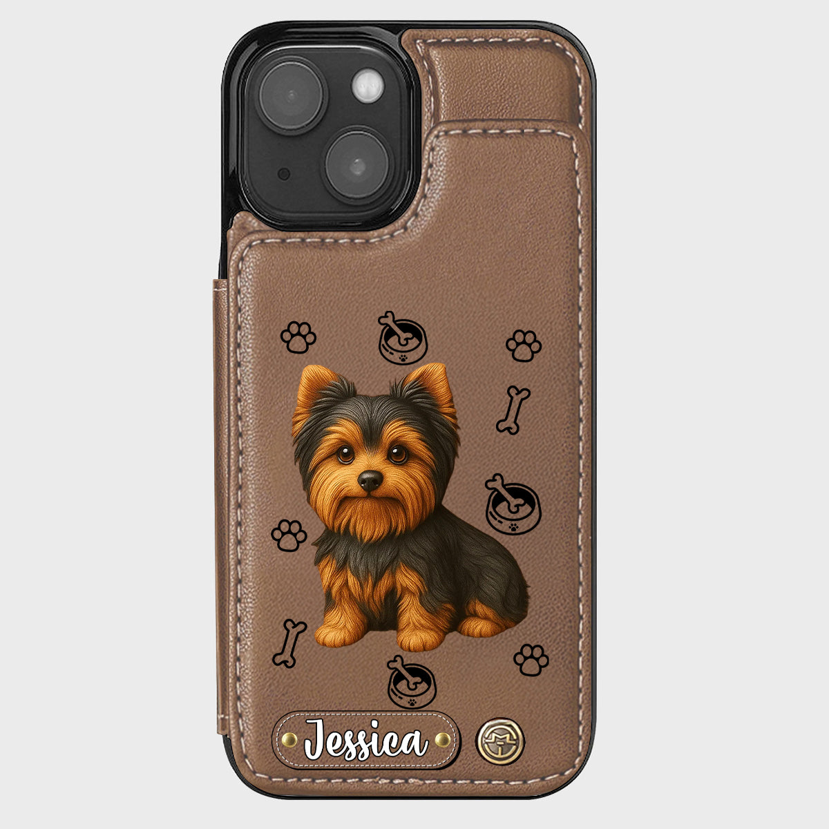 Ich liebe meinen Hund – Personalisierte Handyhülle mit Yorkshire-Terrier-Motiv