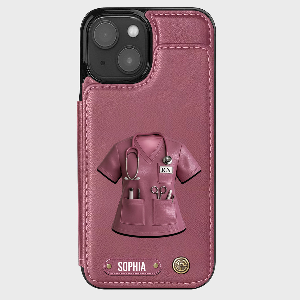 Stolze Krankenschwester – Personalisierte Handyhülle mit Brieftaschenfunktion für Krankenschwestern