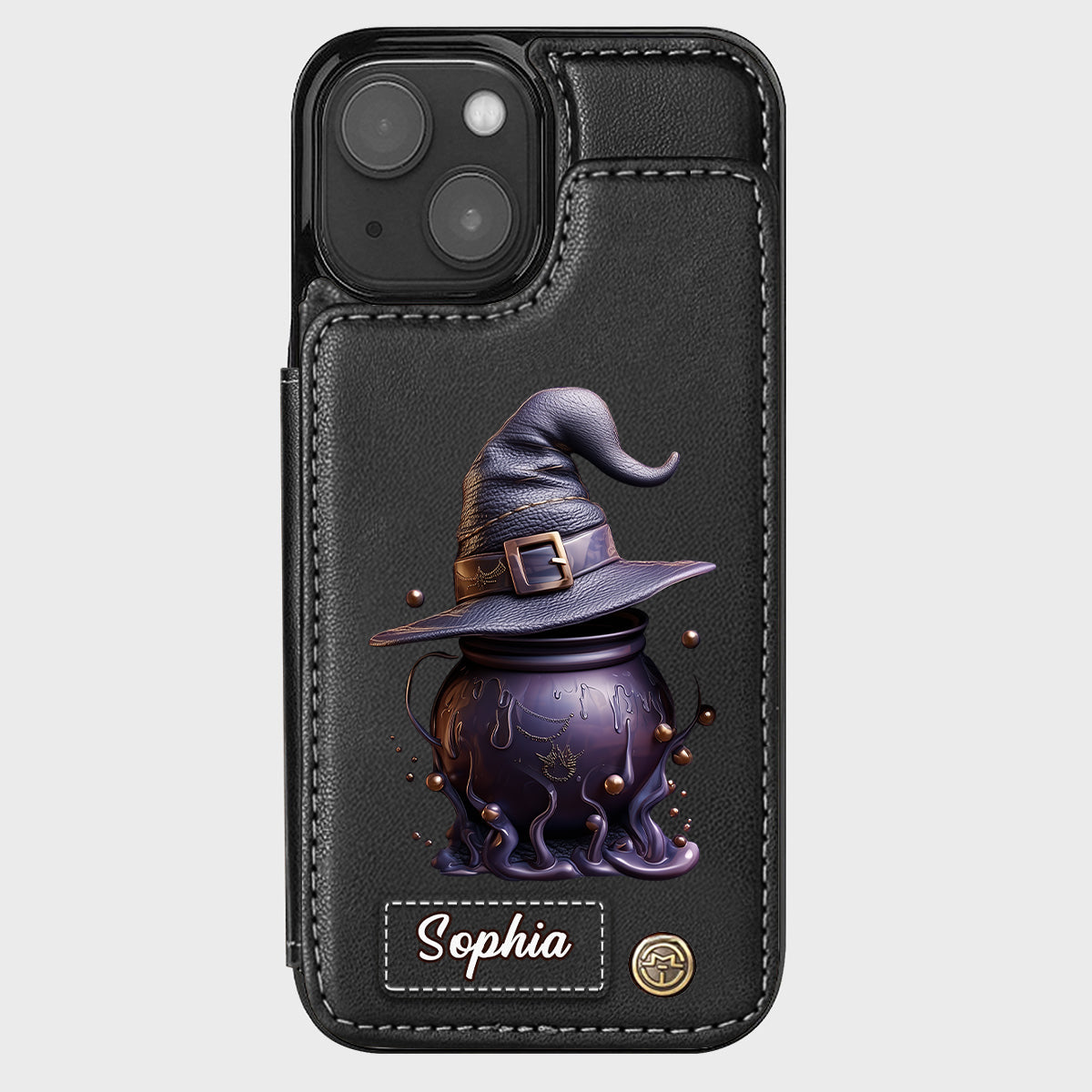 Magical Hat And Cauldron - Personalized Witch Wallet Phone Case