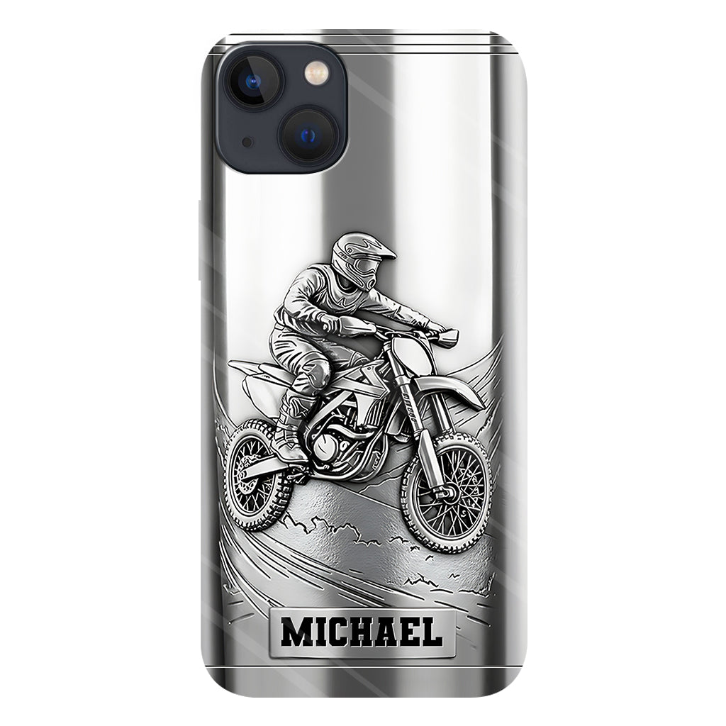 Handyhülle mit Metallic-Motiv (Dirtbike/Motocross) – Personalisierte Dirtbike-Handyhülle mit Vollbilddruck