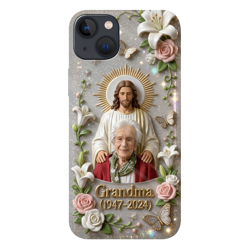 Gedenkgeschenk für einen geliebten Menschen, Glaube an Gott – personalisierte Handyhülle mit vollflächigem Gedenkdruck