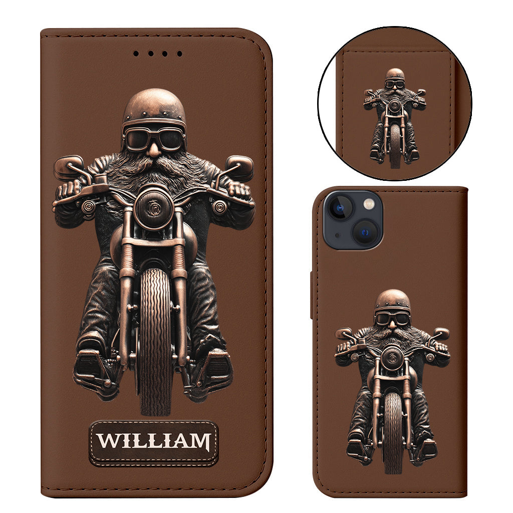 Never Underestimate An Old Man With A Motorcycle - Personalized Biker Wallet Phone Case With Strap