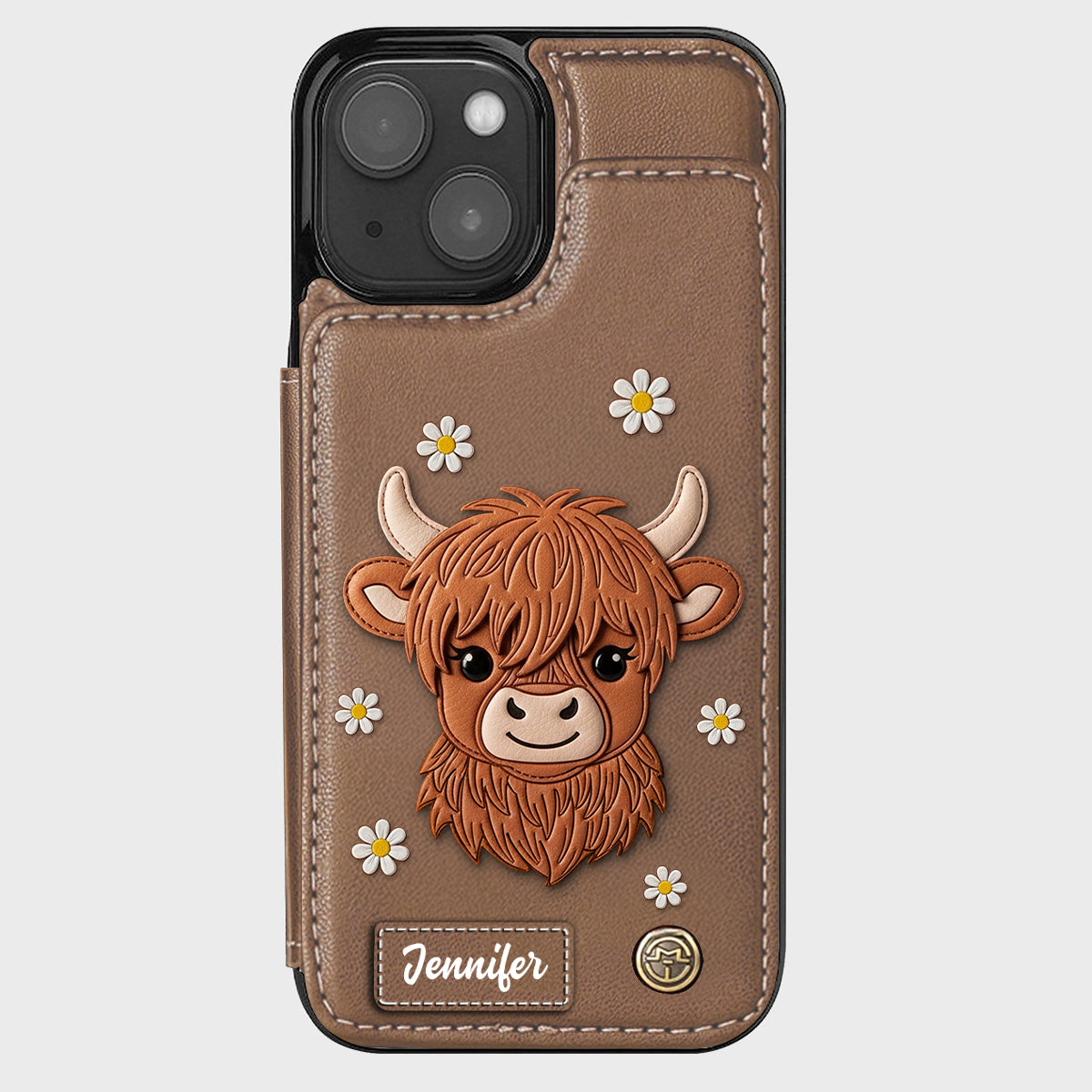 Adorable Highland Cow - Personalized Highland Cow Wallet Phone Case