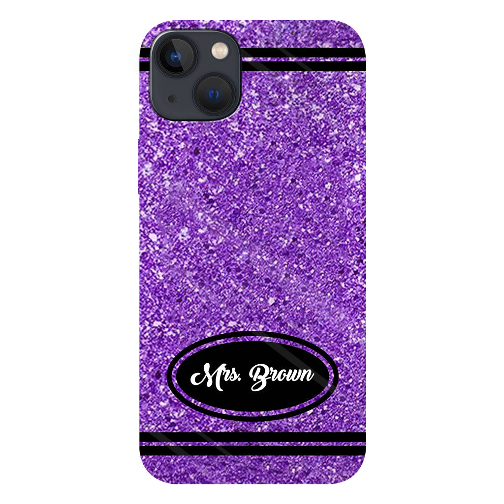 Artificial Glitter Crayon Design - Personalized Teacher Full Print Phone Case & Phone Grip