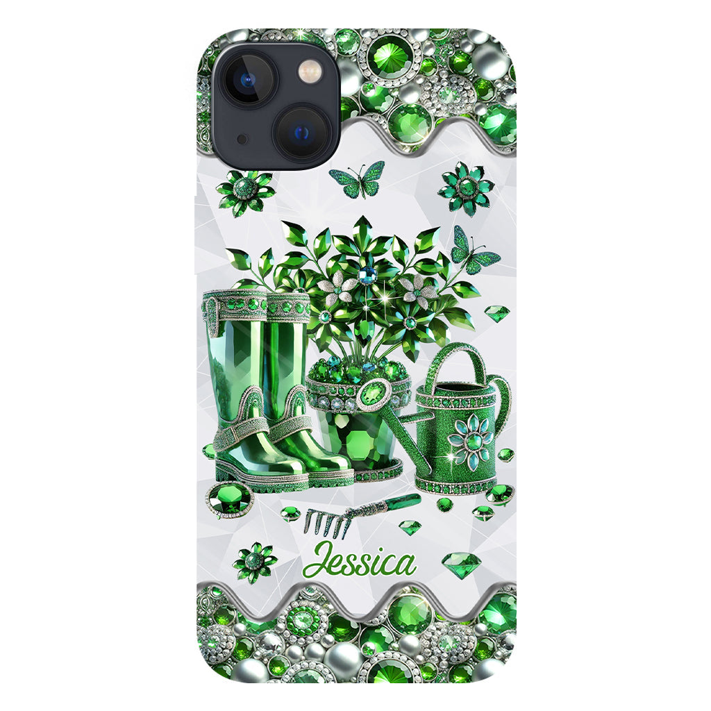 Einfach ein Mädchen, das Gartenarbeit liebt – Personalisierte Handyhülle mit Gartenmotiv