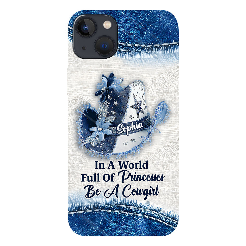 In einer Welt voller Prinzessinnen – Personalisierte Handyhülle mit Cowgirl-Print