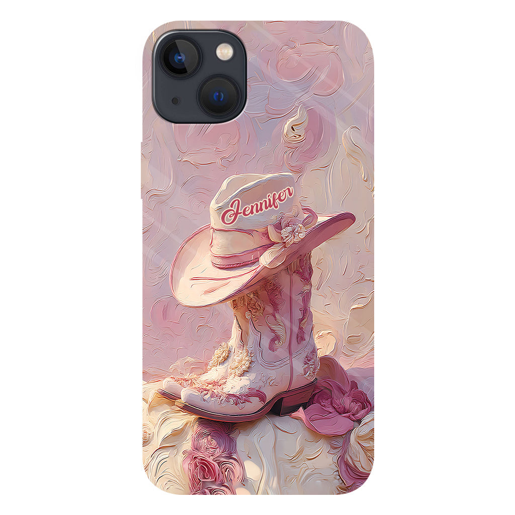 Pink Cowgirl - Personalized Cowgirl Full Print Phone Case & Phone Grip