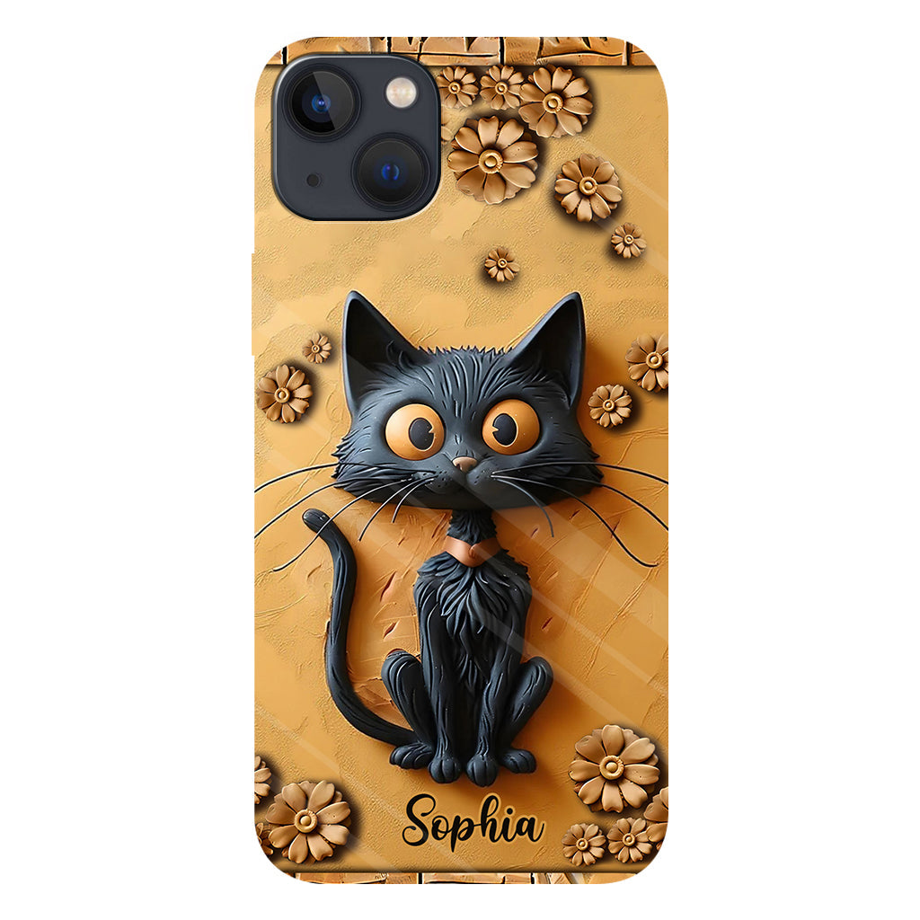 Cute Black Cat - Personalized Black Cat Full Print Phone Case