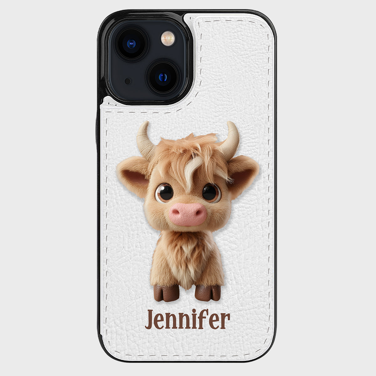 Niedliche Hochlandkuh – Personalisierte, faltbare Handyhülle mit Hochlandkuhmotiv