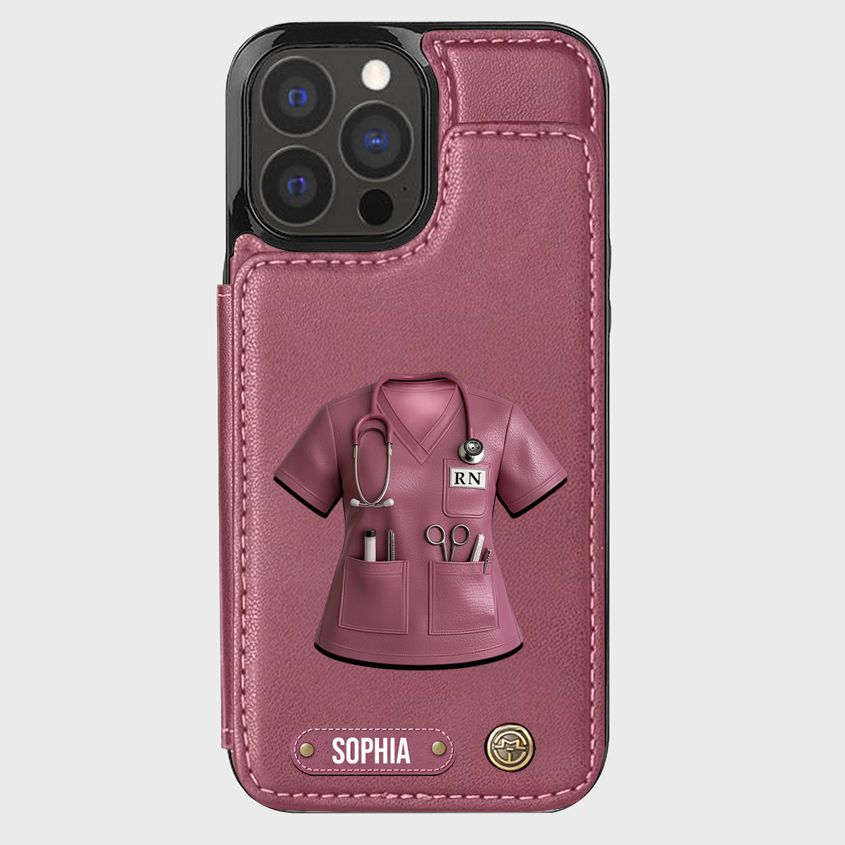 Stolze Krankenschwester – Personalisierte Handyhülle mit Brieftaschenfunktion für Krankenschwestern
