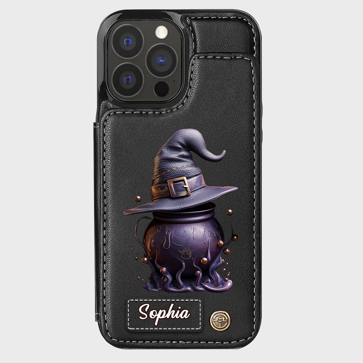 Magical Hat And Cauldron - Personalized Witch Wallet Phone Case