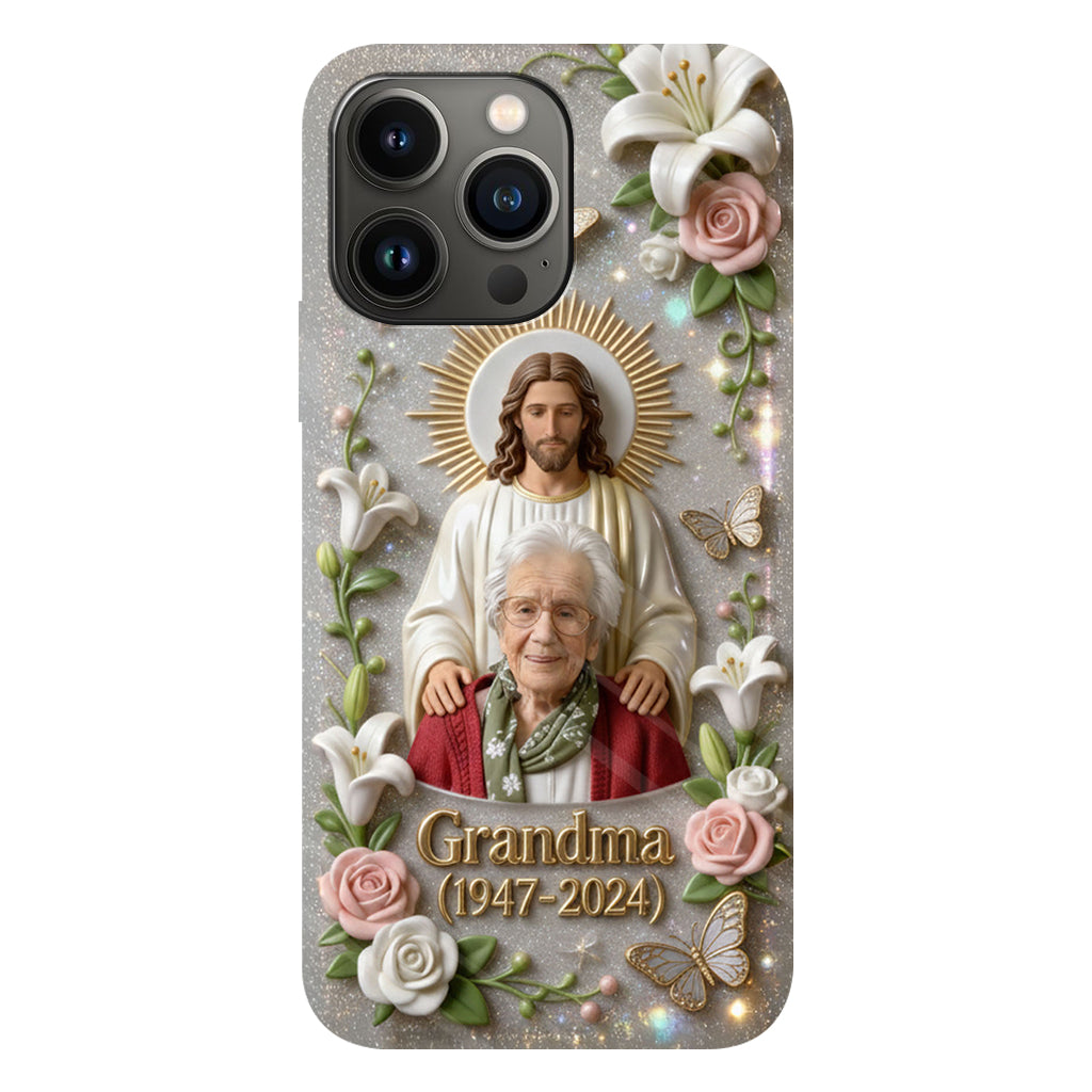 Gedenkgeschenk für einen geliebten Menschen, Glaube an Gott – personalisierte Handyhülle mit vollflächigem Gedenkdruck