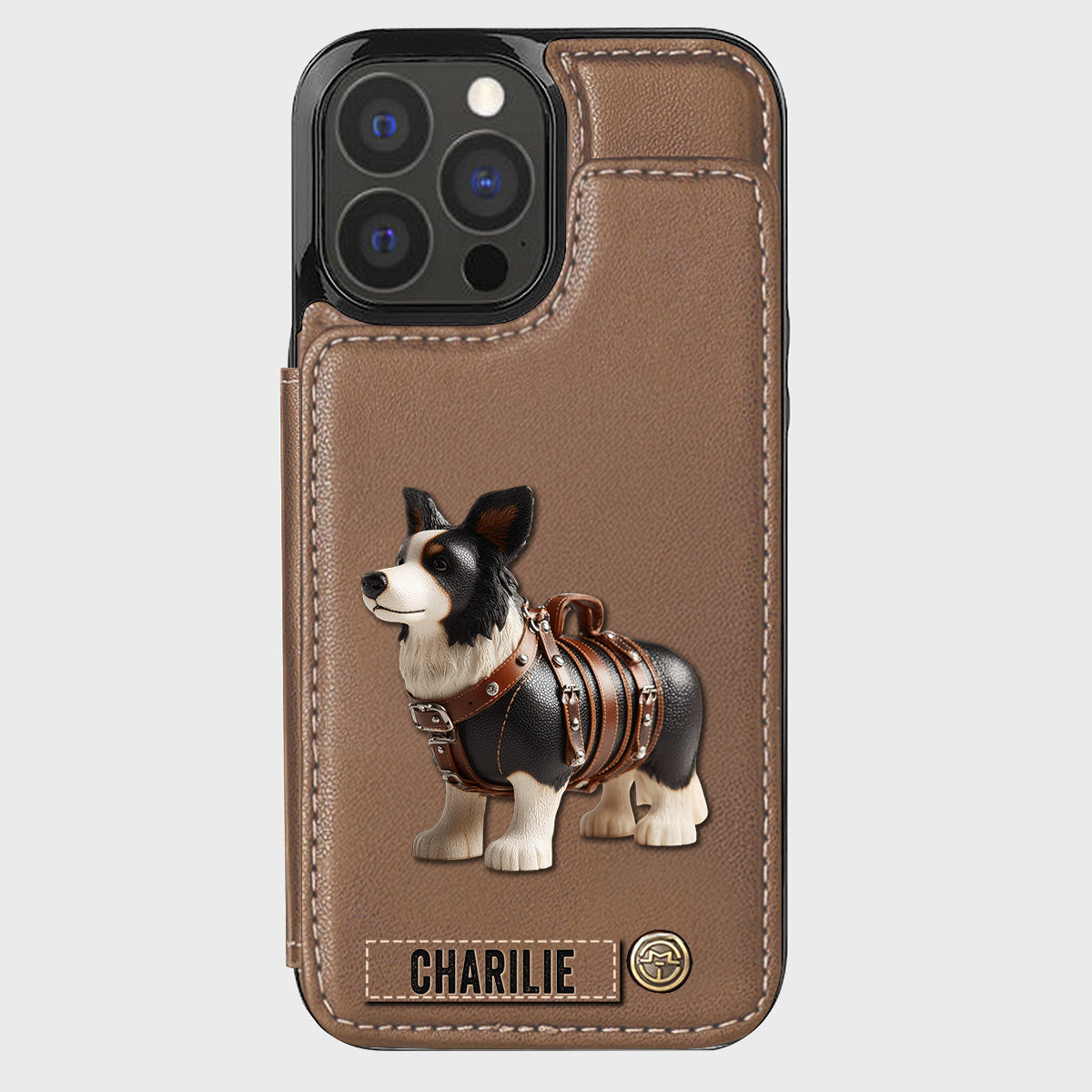 Niedliche Border Collie - Personalisierte Hunde-Geldbörsen-Handyhülle