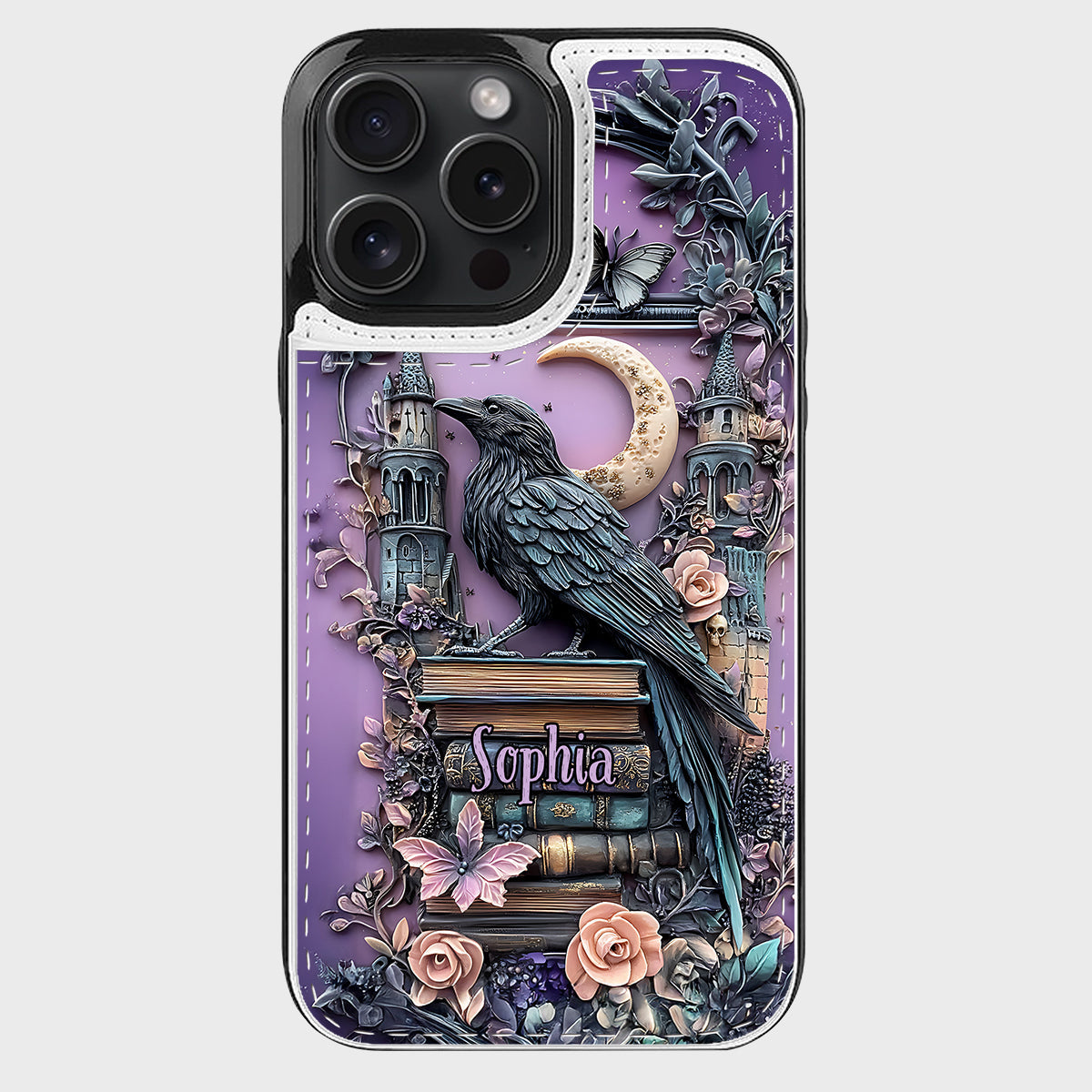 Dark Academia Buchleser – Personalisierte, faltbare Handyhülle im Buchformat