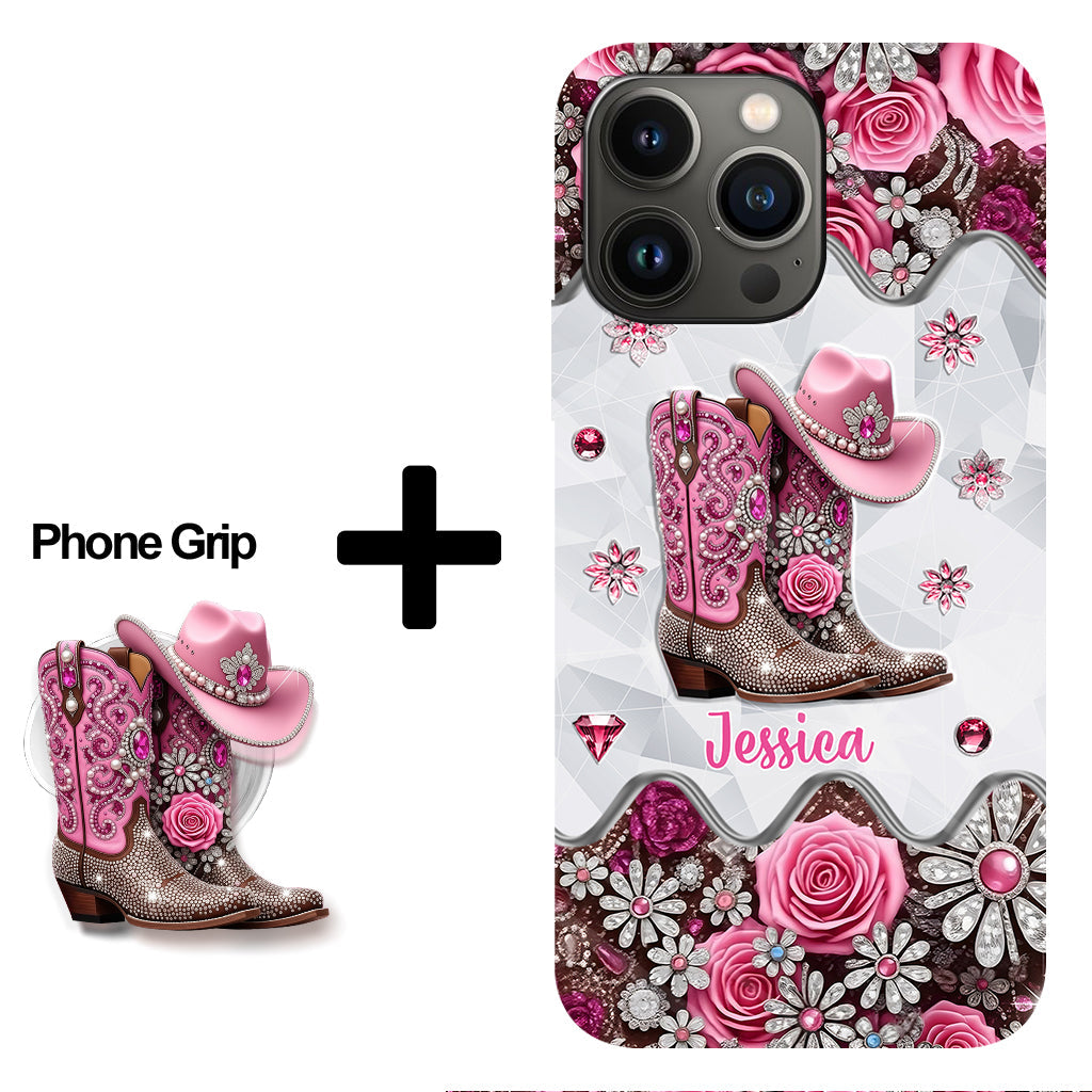Cowgirl Boots - Personalized Cowgirl Full Print Phone Case & Phone Grip