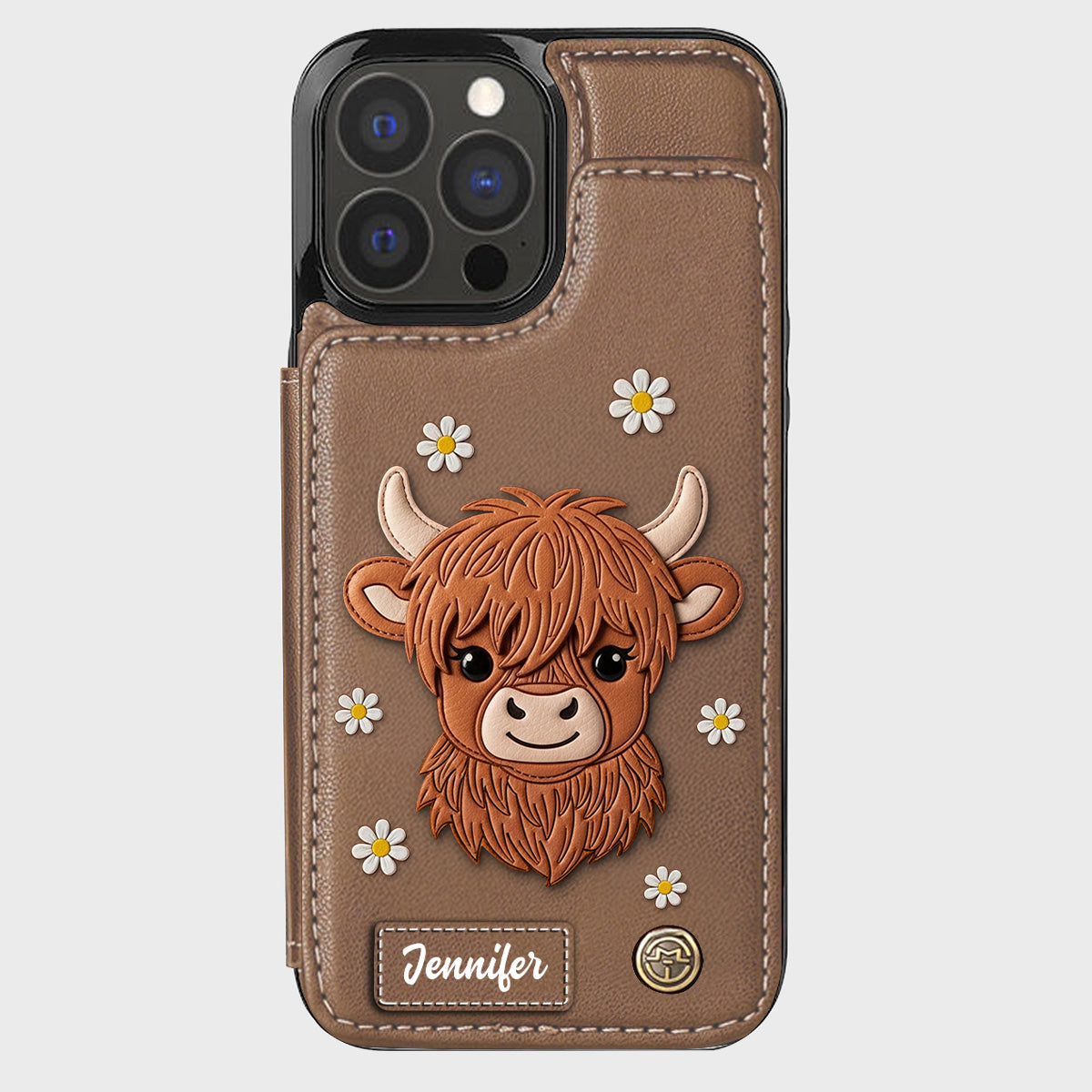 Adorable Highland Cow - Personalized Highland Cow Wallet Phone Case