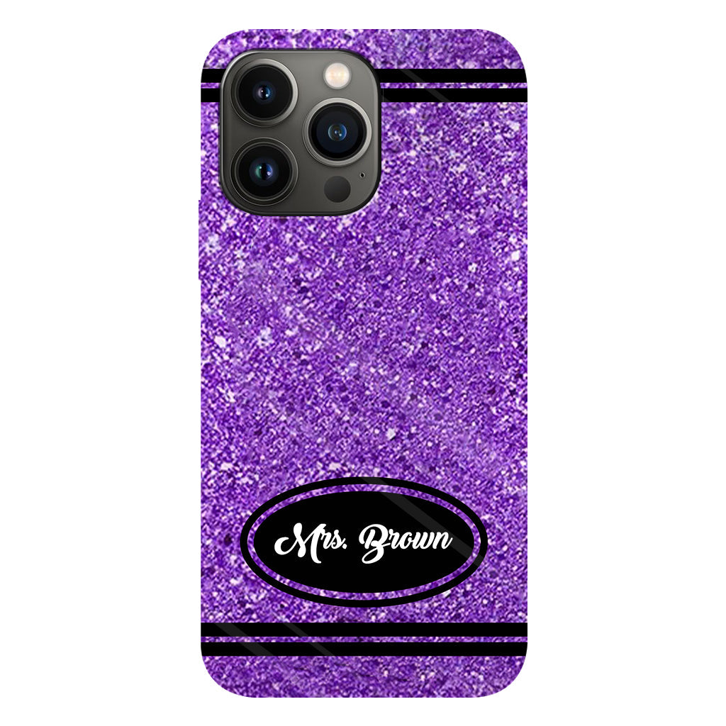 Artificial Glitter Crayon Design - Personalized Teacher Full Print Phone Case & Phone Grip