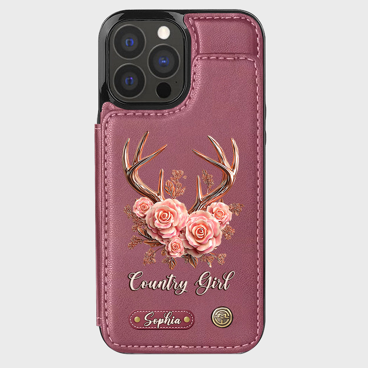 Country Girl – Personalisierte Handyhülle mit Jagd-Geldbörse
