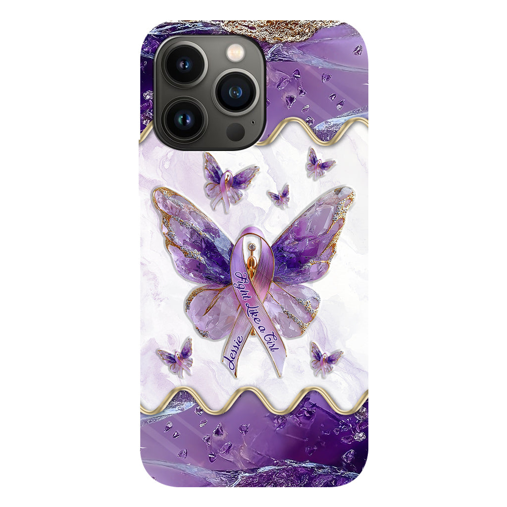 Kämpfe wie ein Mädchen – Personalisierte Handyhülle mit Lupus-Aufklärung und vollflächigem Aufdruck