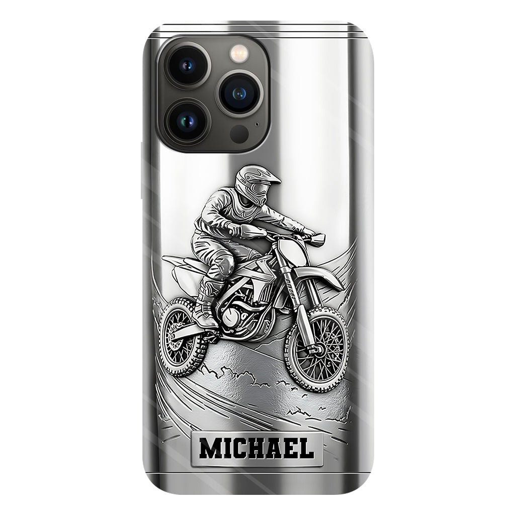 Handyhülle mit Metallic-Motiv (Dirtbike/Motocross) – Personalisierte Dirtbike-Handyhülle mit Vollbilddruck