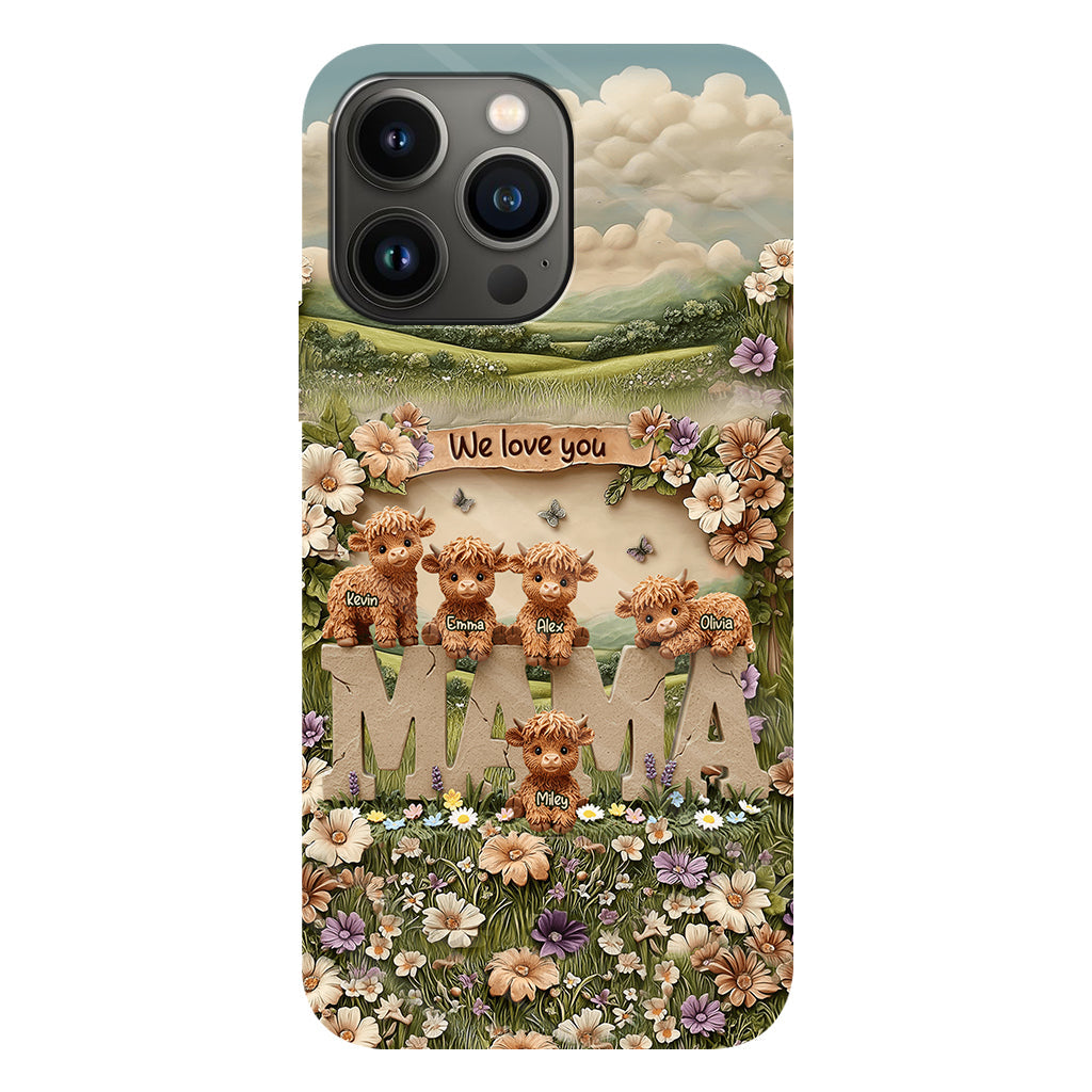 Niedliche Hochlandrind-Mama, Oma – Personalisierte Handyhülle mit Muttermotiv