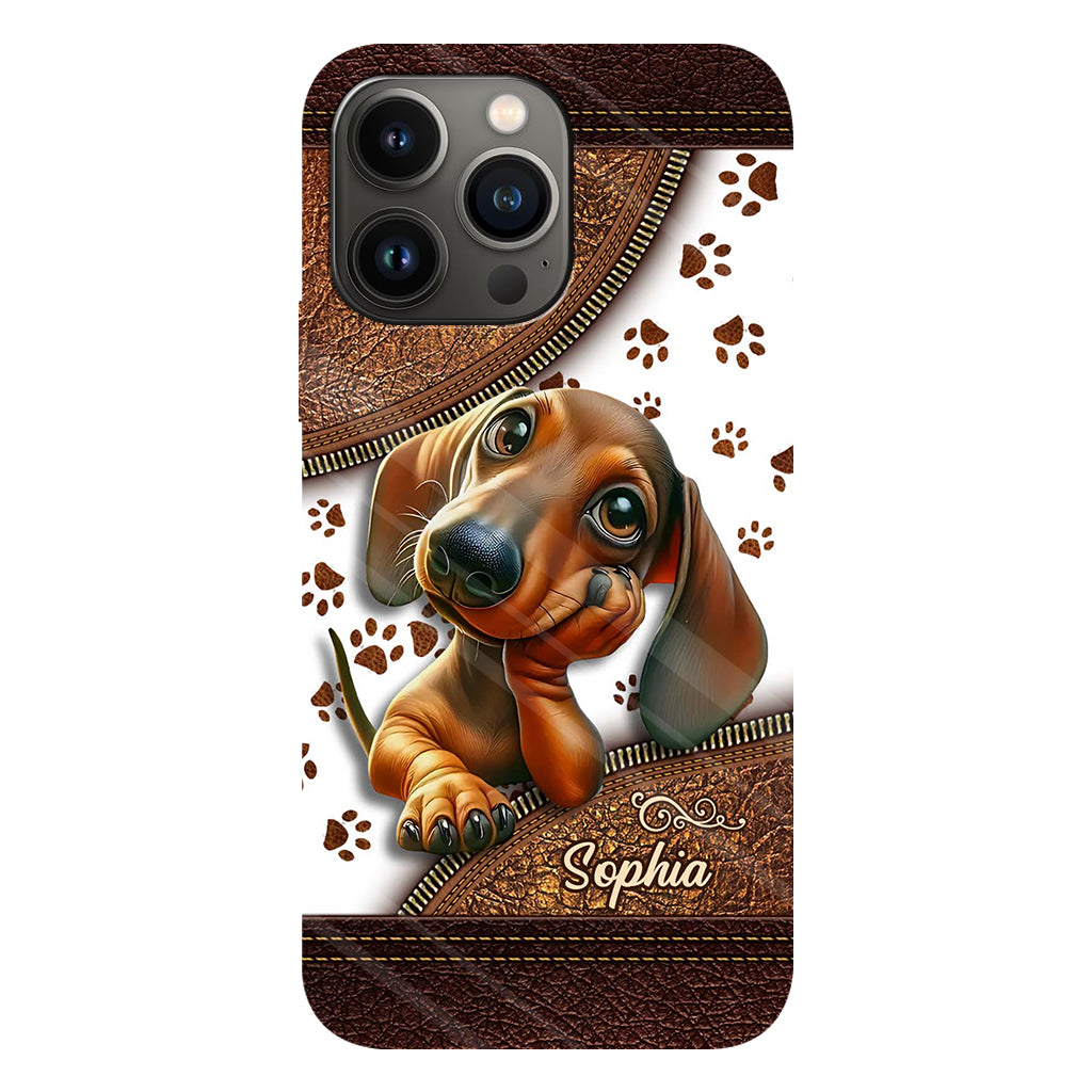Cute Dachshund - Personalized Dog Full Print Phone Case