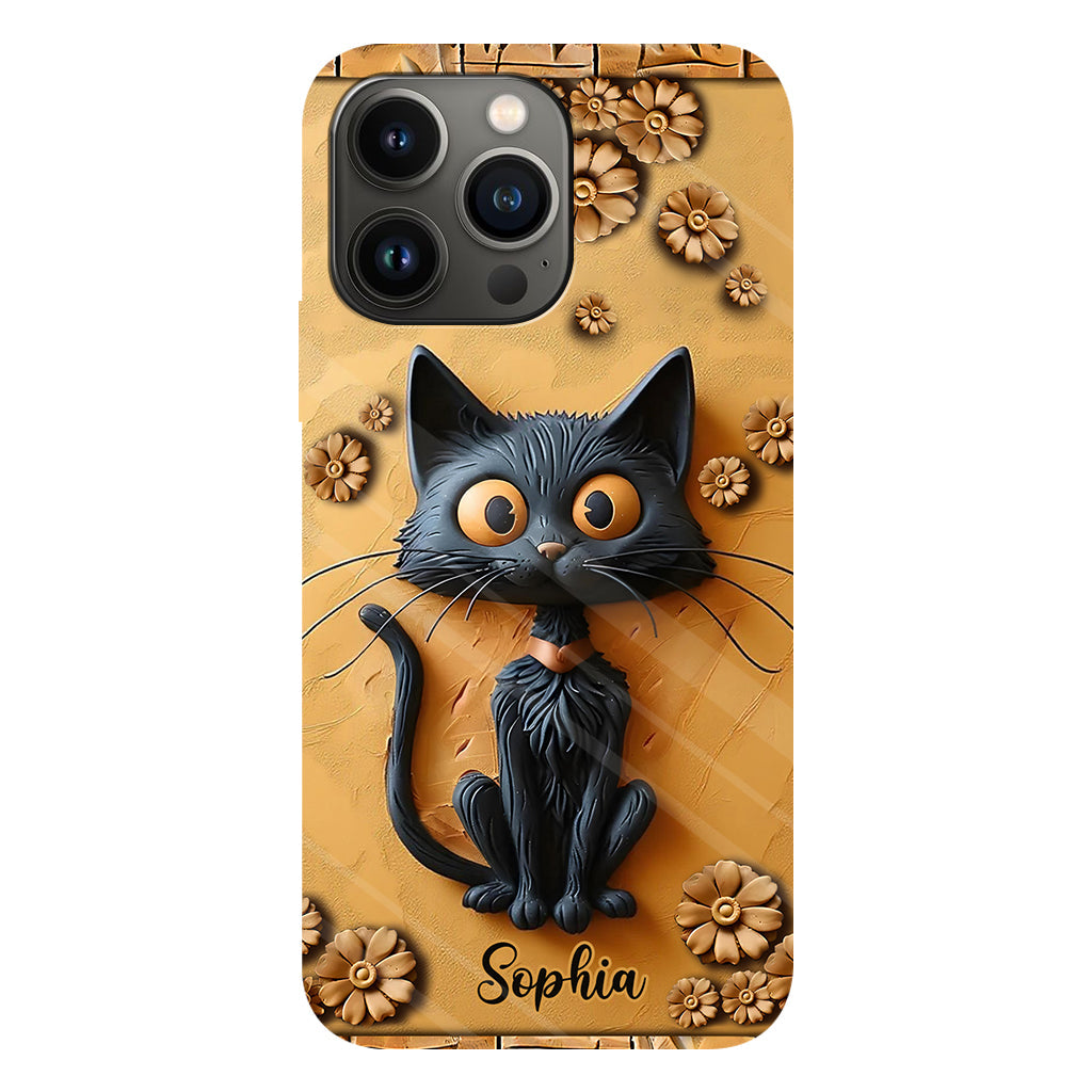 Cute Black Cat - Personalized Black Cat Full Print Phone Case