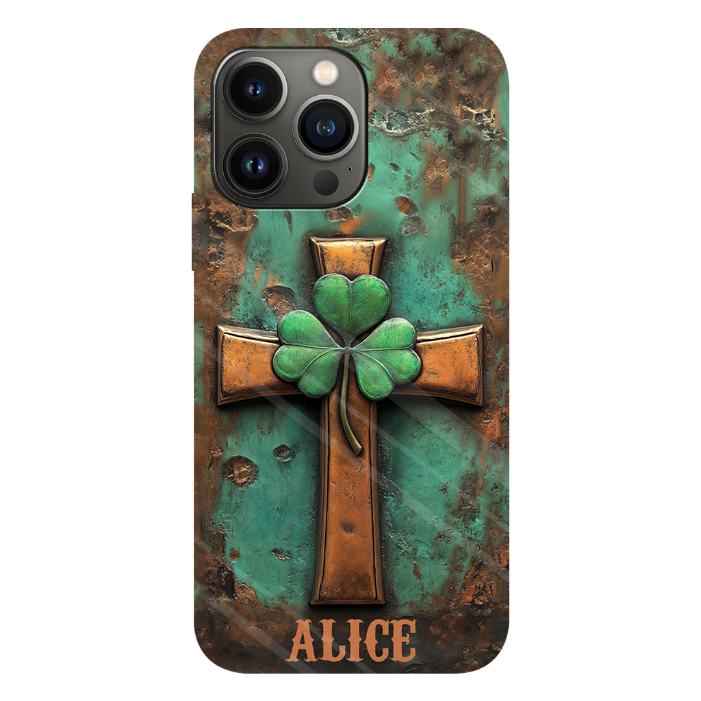 Vintage Irisches Kreuz – Personalisierte Handyhülle mit Allover-Print zum St. Patrick's Day