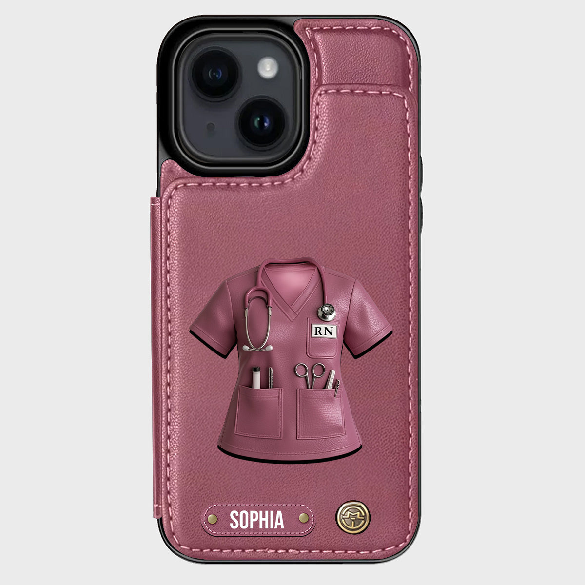 Stolze Krankenschwester – Personalisierte Handyhülle mit Brieftaschenfunktion für Krankenschwestern