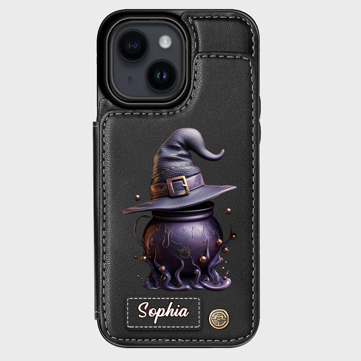 Magical Hat And Cauldron - Personalized Witch Wallet Phone Case