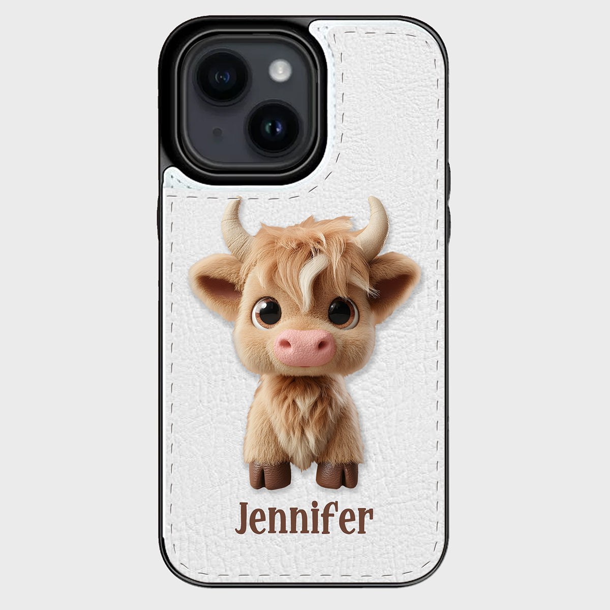 Niedliche Hochlandkuh – Personalisierte, faltbare Handyhülle mit Hochlandkuhmotiv