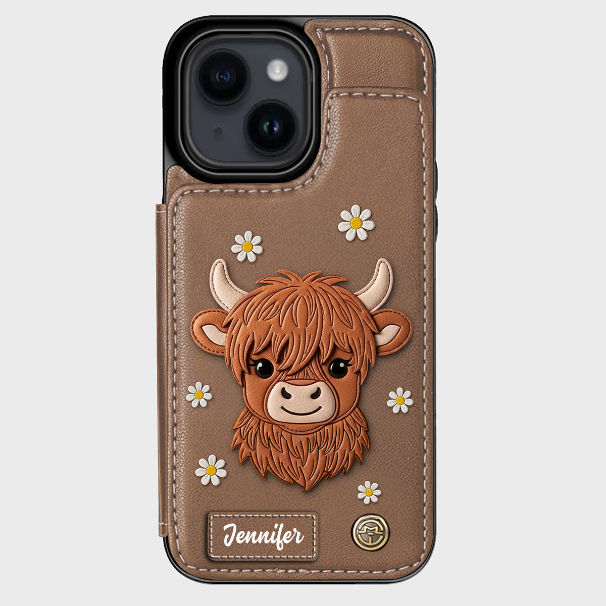 Adorable Highland Cow - Personalized Highland Cow Wallet Phone Case