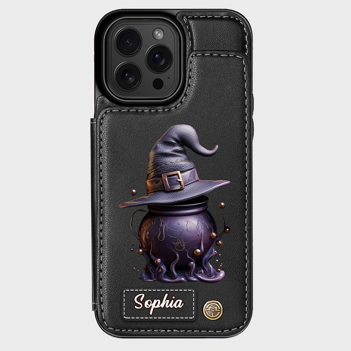 Magical Hat And Cauldron - Personalized Witch Wallet Phone Case