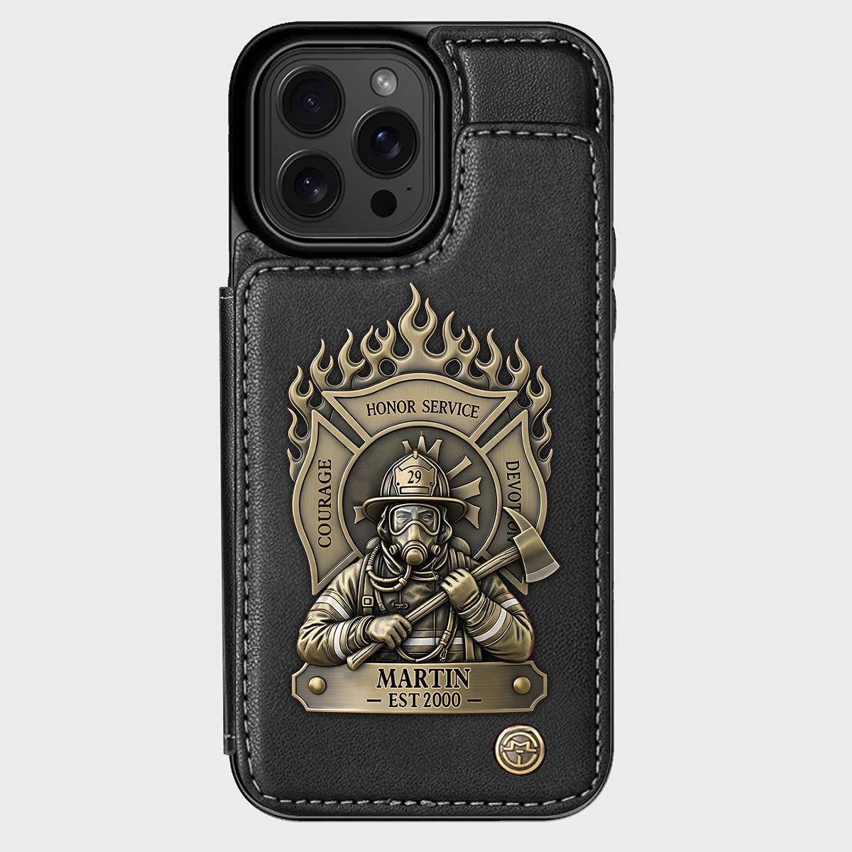 Stolzer Feuerwehrmann – Personalisierte Handyhülle mit Feuerwehrmotiv