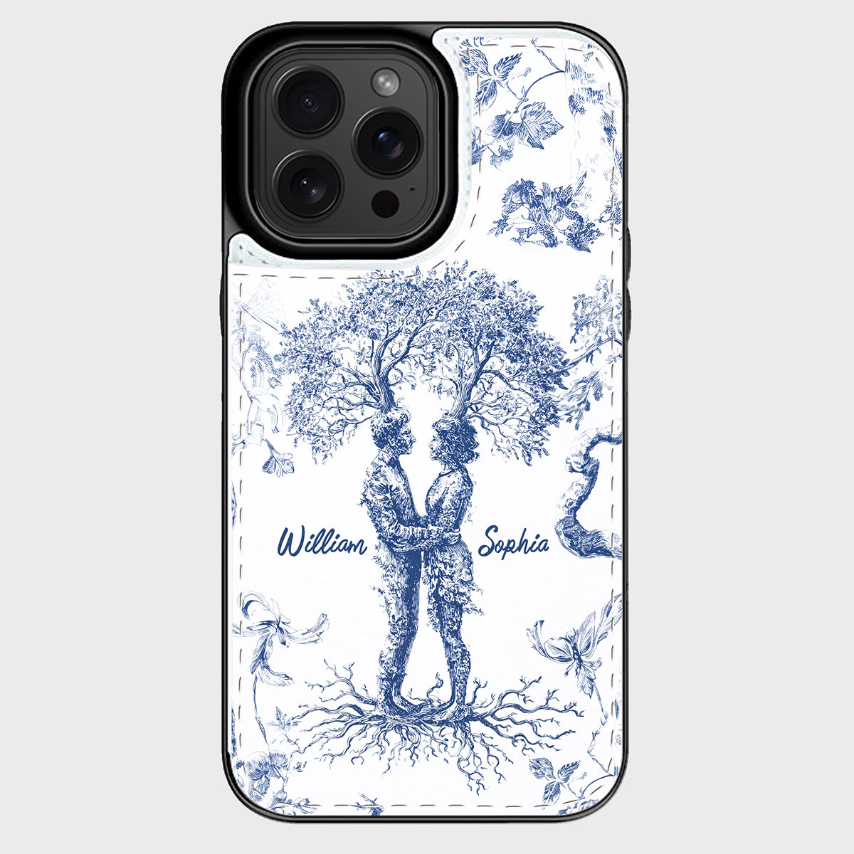 Jahrestagsgeschenk im Toile-de-Jouy-Stil: „Du & Ich, wir schaffen das“ – Personalisierte, faltbare Handyhülle für Paare