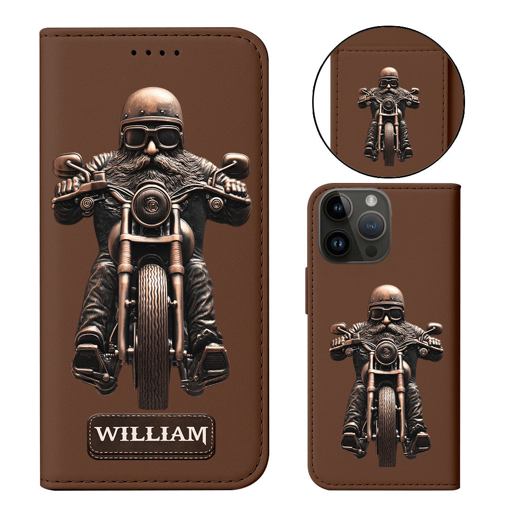 Never Underestimate An Old Man With A Motorcycle - Personalized Biker Wallet Phone Case With Strap