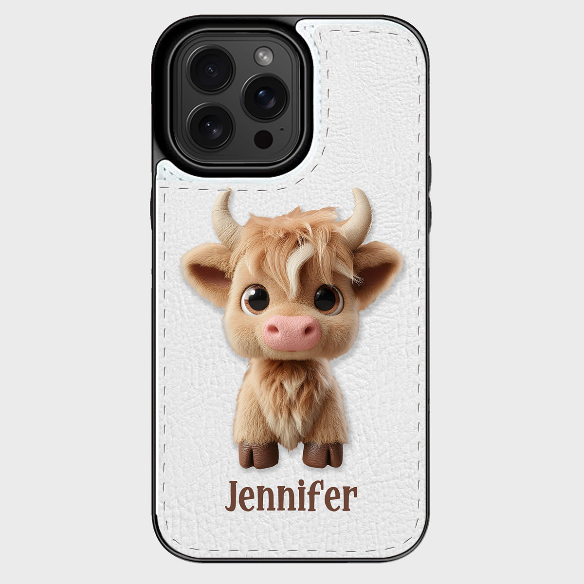 Niedliche Hochlandkuh – Personalisierte, faltbare Handyhülle mit Hochlandkuhmotiv