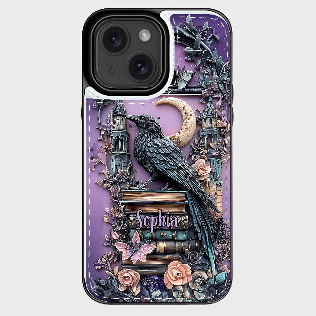 Dark Academia Buchleser – Personalisierte, faltbare Handyhülle im Buchformat