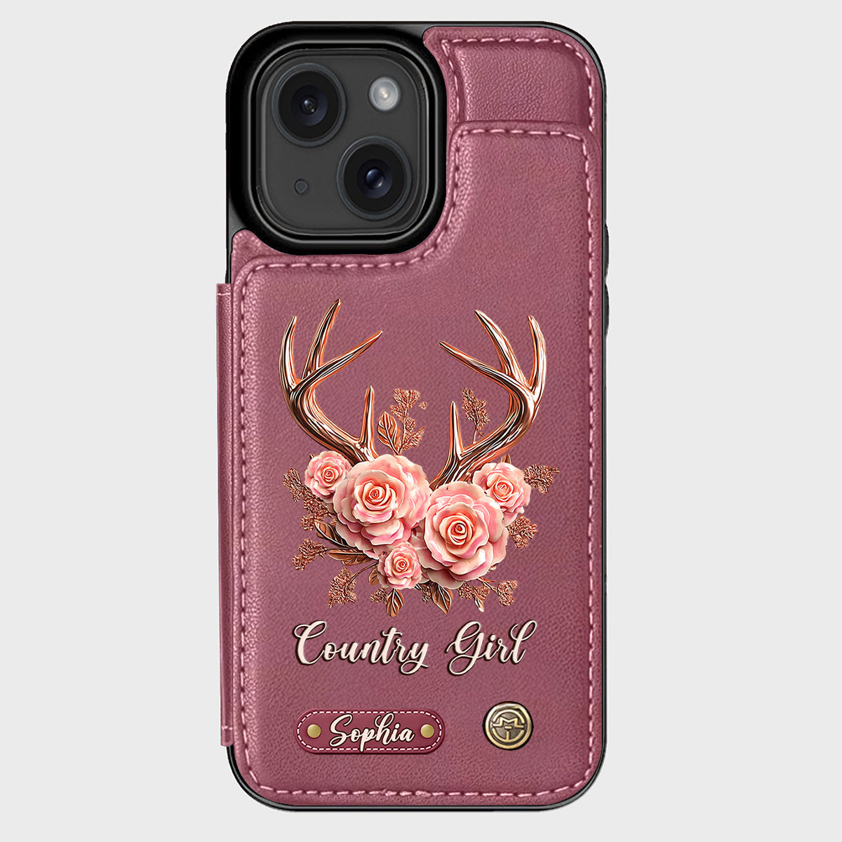 Country Girl – Personalisierte Handyhülle mit Jagd-Geldbörse