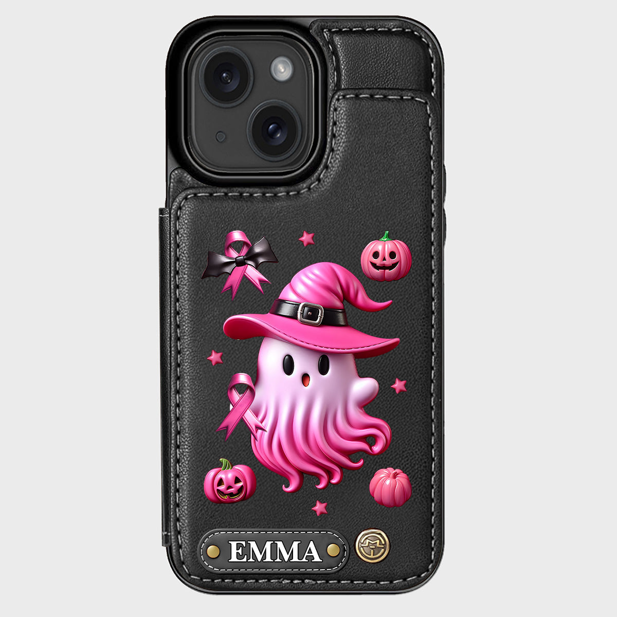 Pink Ghost - Personalized Breast Cancer Awareness Wallet Phone Case