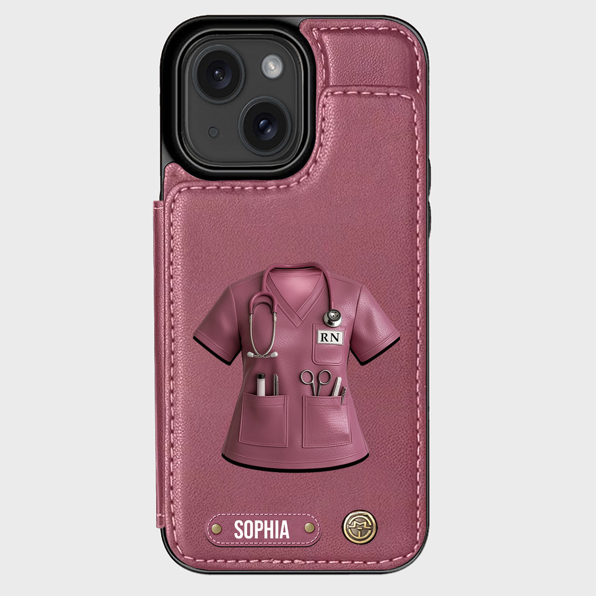 Stolze Krankenschwester – Personalisierte Handyhülle mit Brieftaschenfunktion für Krankenschwestern