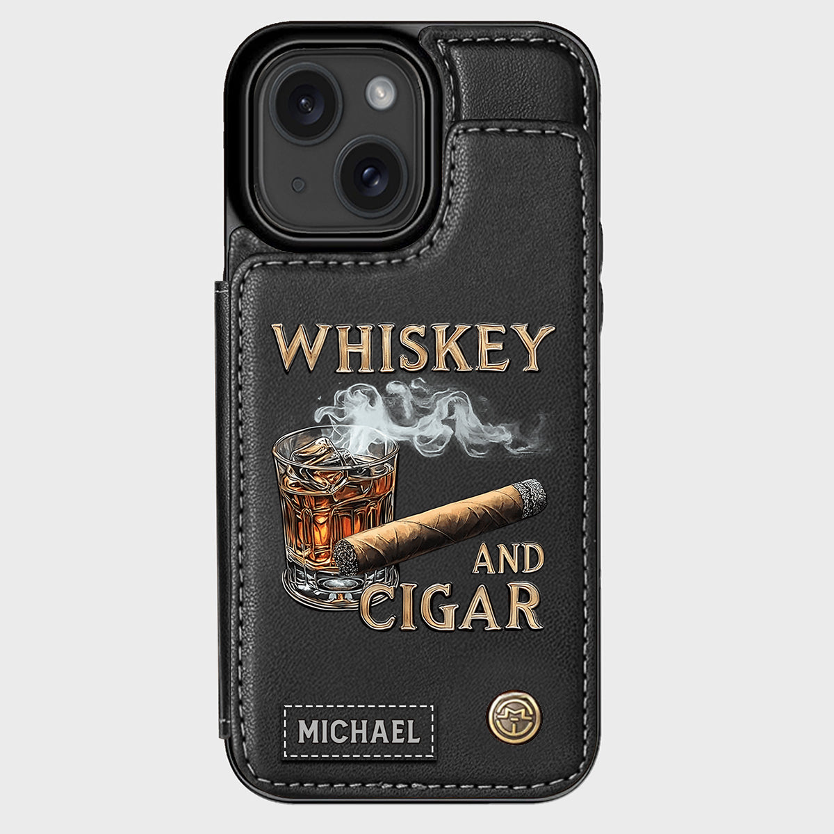 Whiskey And Cigar - Personalized Whisky Wallet Phone Case
